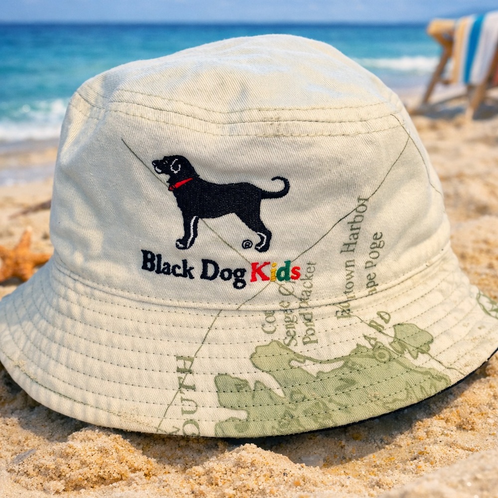 The Black Dog Reversible Kids Bucket Hat Embroidered Logo Used